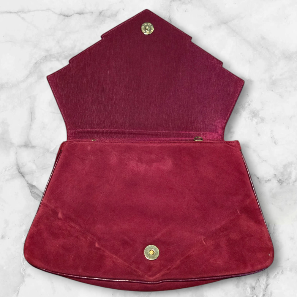 80s Vintage Maroon Clutch - Picture 3 of 6